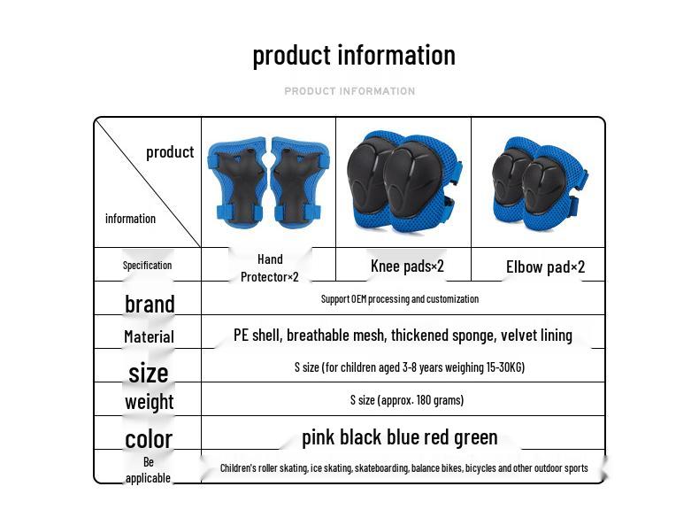 Kids' 6-Piece Protective Set: Knee & Elbow Pads for Skating, Skateboarding, Biking