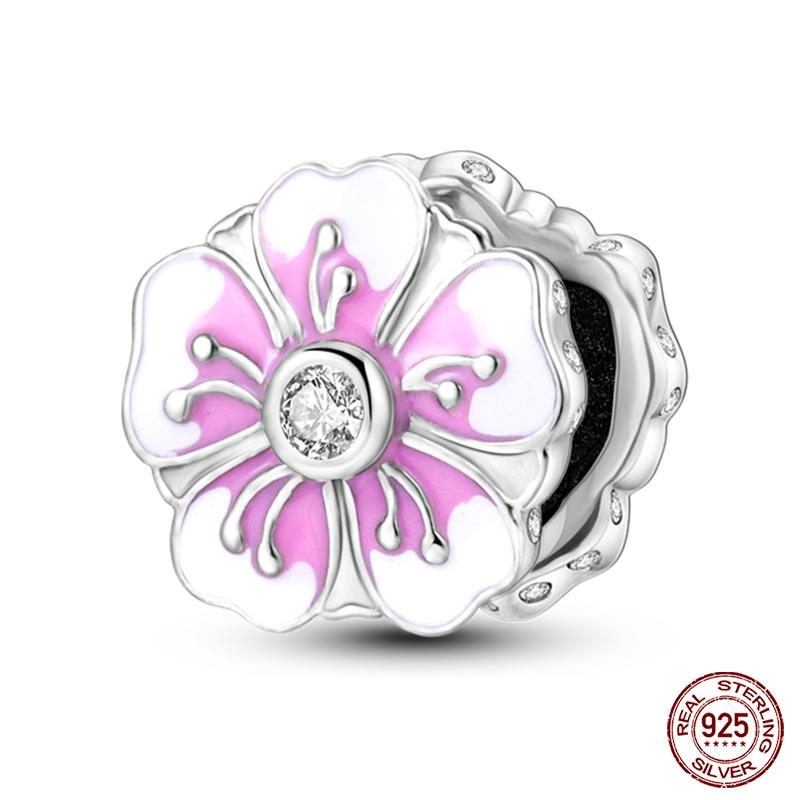 Copper Pink Collection Heart Shape Charm Beads For Brand Original Bracelet Diy Jewelry Gift