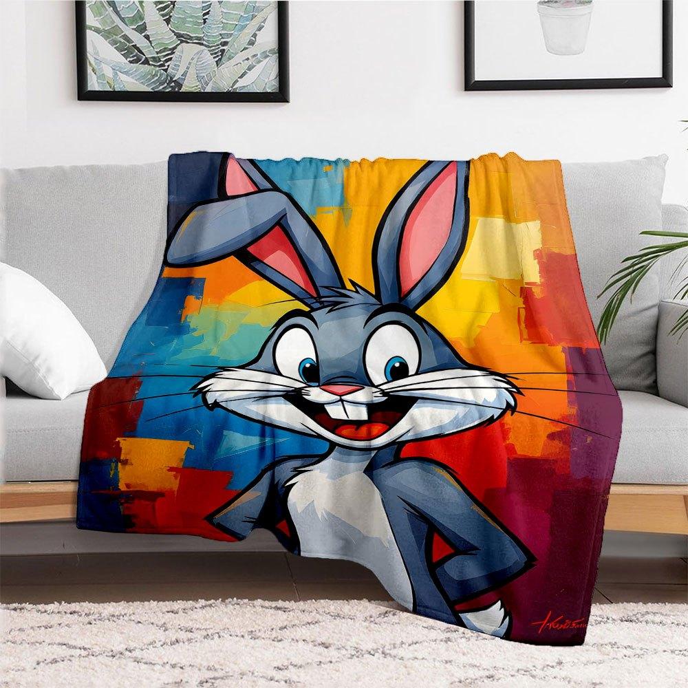 "Looney Tunes Bugs Bunny Art Print Poster"Blanket Flannel Throw Blanket for Sofa, Bed, Travel, Camping, Office