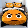 3Pcs Angry Face Emoji Bedding Set, Frowning Yellow Face Print Duvet Cover + 2 Pillowcases, Funny Meme Decor