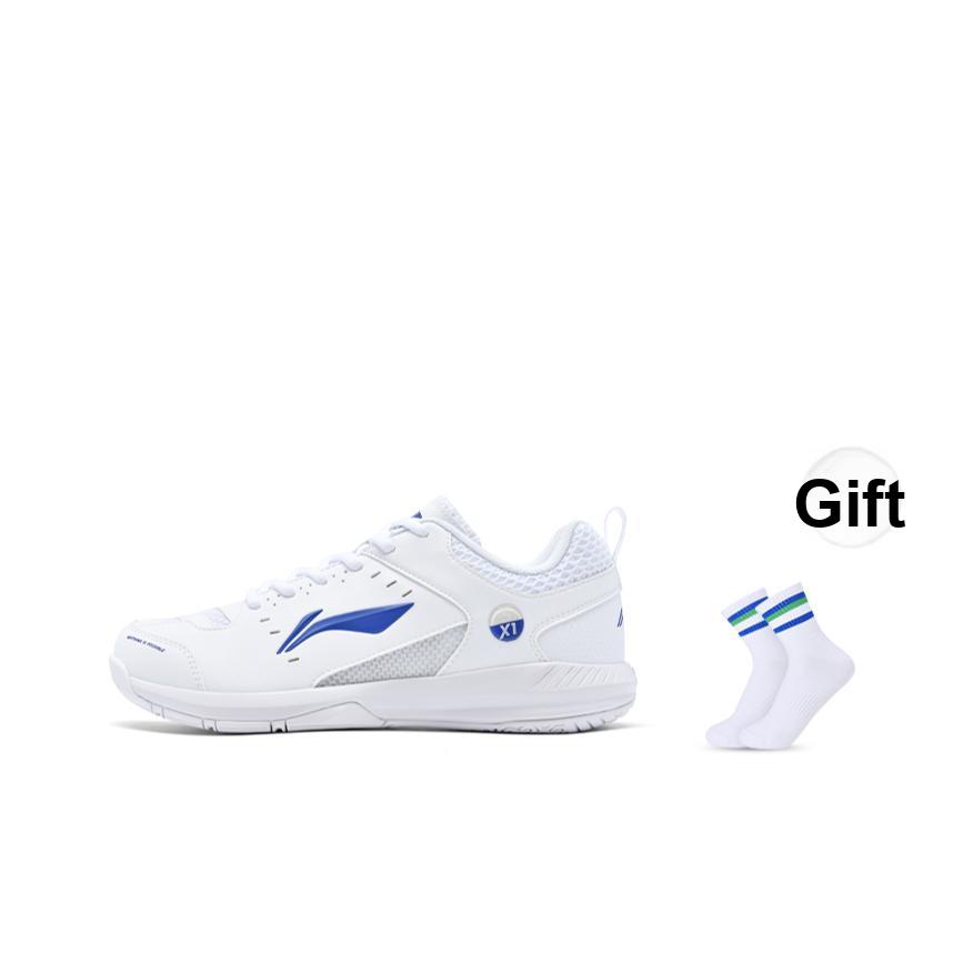 New LiNing Feather Anti Slip And Wear Resistant Lightweight Low Top Badminton Shoes Unisex White Blue AYTU049-6