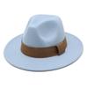 Fashion Blogger With Brown Wool Jazz Hat Vintage Big Brim Felt Top Hat