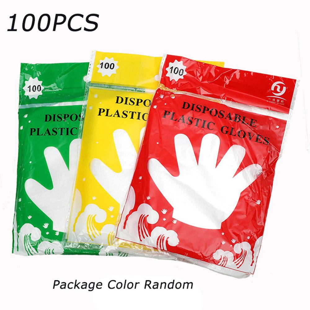 100Pcs Disposable Gloves Transparent Disposable Plastic Gloves Food Grade Kitchen Gloves Waterproof robust Plastic Gloves чистый