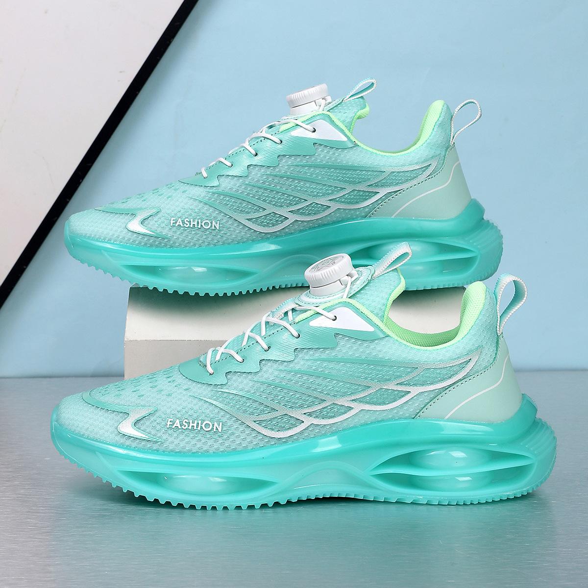 

Rotating button spring new sports running casual non-slip heightening platform casual shoes 45 зелений