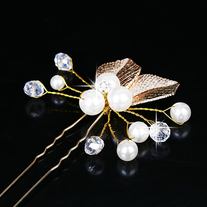 

Crystal Pearl Leaf Hairpin Hair Pin Band For Women Bride Wedding Bridal Hair Accessories Jewelry Pin Band Gift