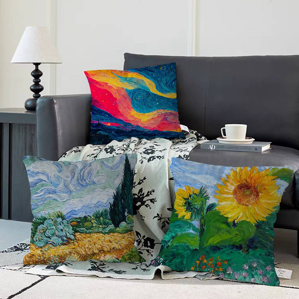 Van Gogh Famous Painting Pillowcase Toon Gift Cushion Cover Bedroom Home Sofa Chair Seat Decor Pillow Case
