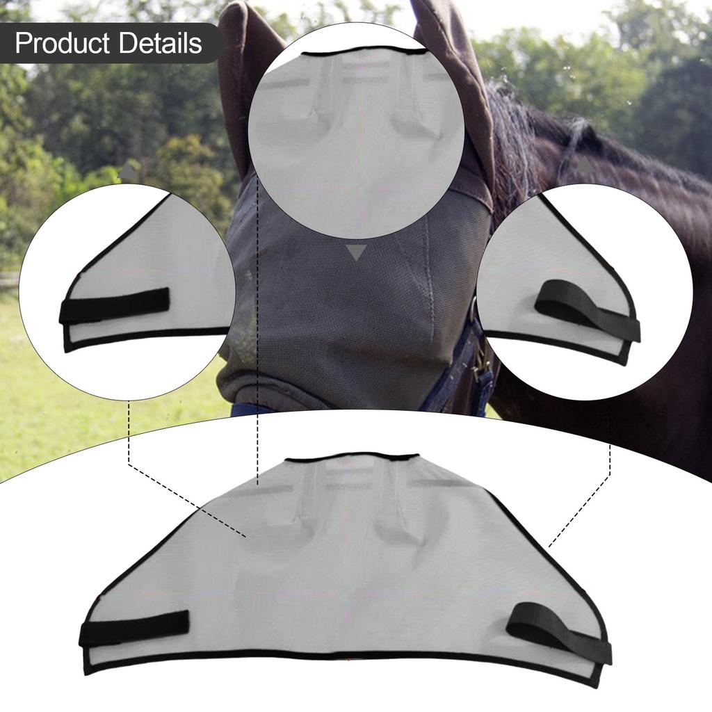 Horse Fly Mask Without Ears Face Cover Guard Mesh Eye Mask Comfortable Lightweight Sun Protection for Equestrian Stable COB