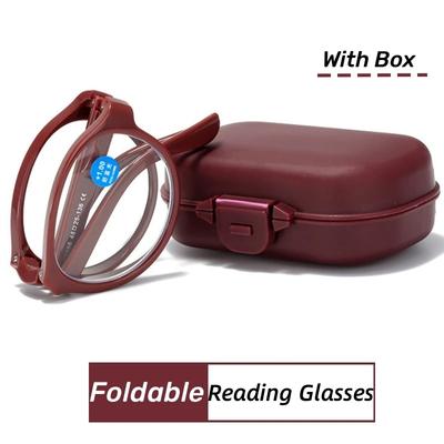 Portable Folding Reading Glasses Fashion Far-Sighted Eyewear With Plastic Case Anti Blue Ultralight Diopter Eyeglasses 0 To +4.0