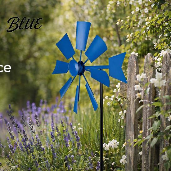 Distressed Windmill Ground Stake Outdoor Rust-Proof Wind Spinner Ornament Fan Blades Metal Garden Decoration for Yard Lawn Patio Weather-resistant