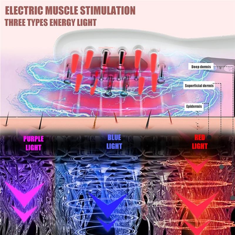 Smart Sonic High Frequency Hair Comb with Colorful Light Microcurrent Head Massager Tooth Rolling Massage Hair Care Device