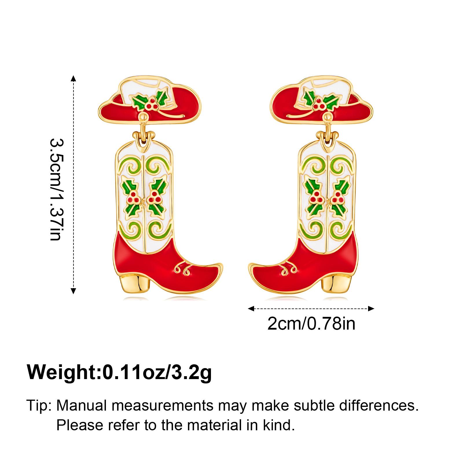 Christmas boots earrings western hat oil drop earrings zinc oil drop girlfriend gift