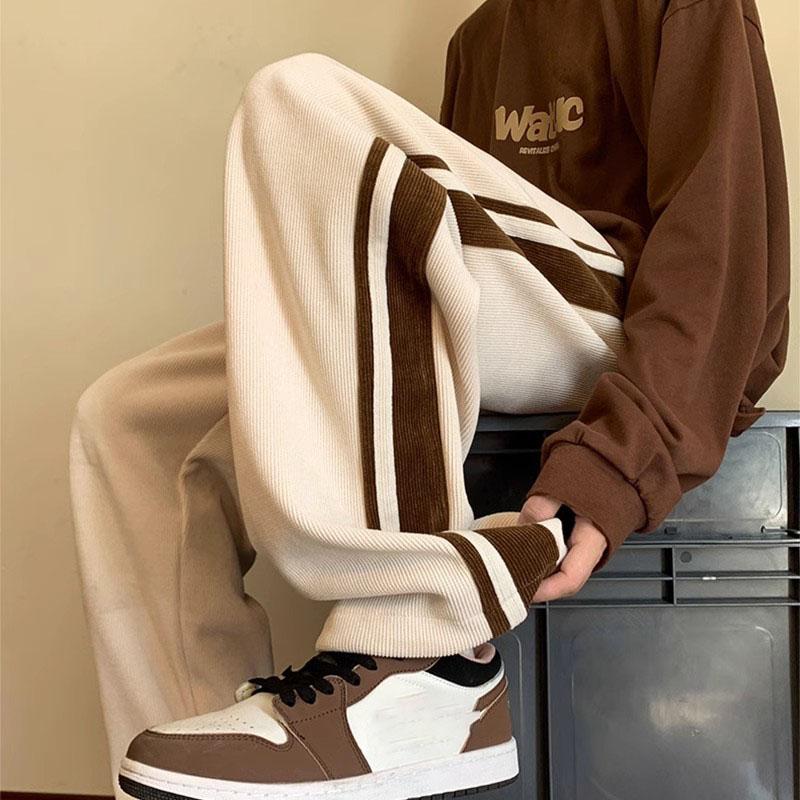 Baggy Striped Sweatpants for Men Straight-Leg Pants Fashion Hip Hop Streetwear Harajuku Trousers Casual Bottoms Y2K Male Clothes Plus Size