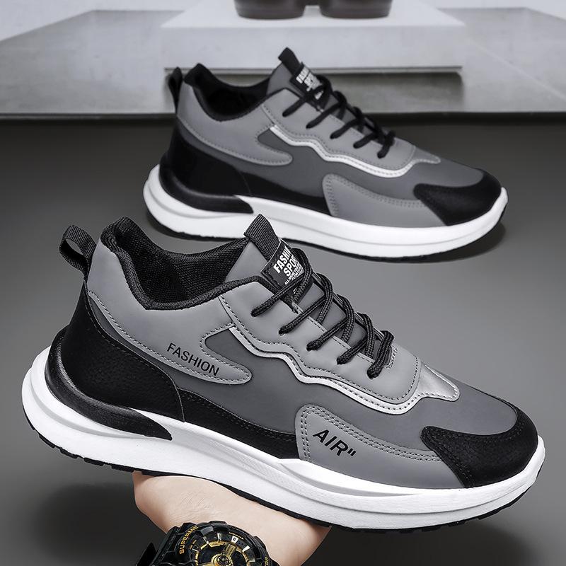 Men's Shoes New Trendy with Platform Loafers Sports Shoes Men's Casual Running Shoes Internet Celebrity Leather Dad Trendy Shoes