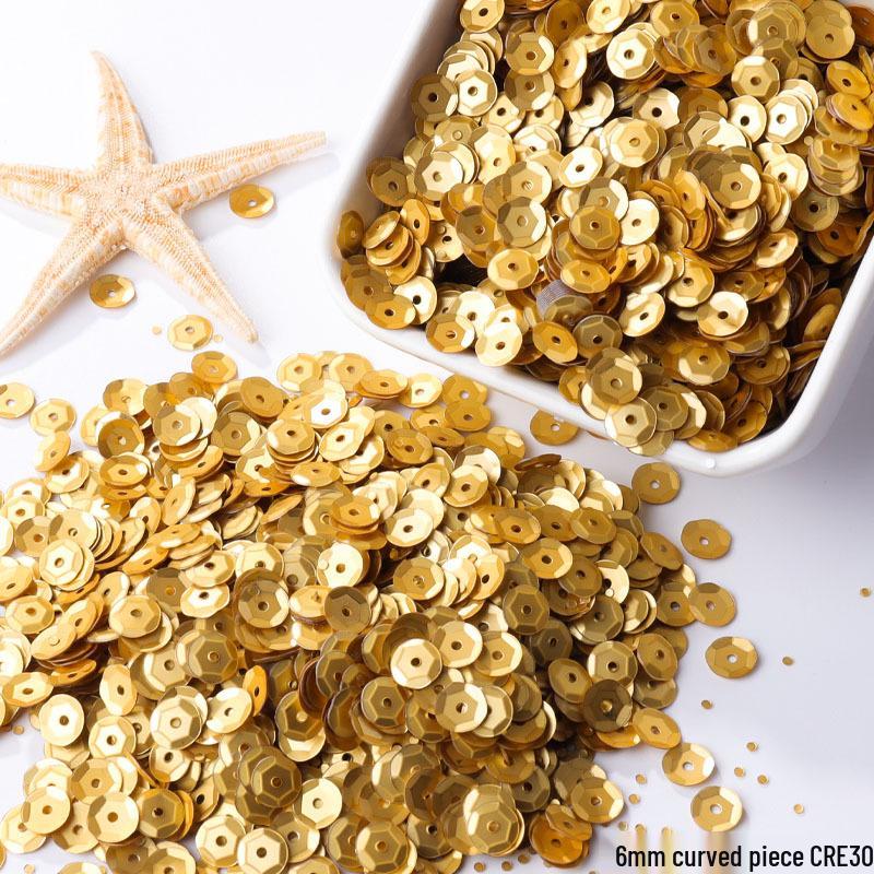 6mm Iridescent Silver Sequins: Laser Embossed Curved Pieces for DIY Embroidery, Wedding Dress Accessories, and Craft Ornaments.