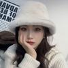 Women's Plush Fisherman Hat: Warm Velvet, Large Head, Fluffy, Versatile for Autumn and Winter.