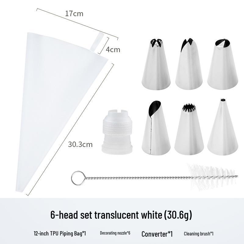 

Nordic Baking Cream Piping Set: TPU Bag & Stainless Steel Eclair Nozzle Pearlescent Bag