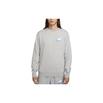 Nike Solid Color Embroidered Swoosh Drop Shoulder Crew Neck Sweatshirt Men Tops Dark-Grey FB7685-063