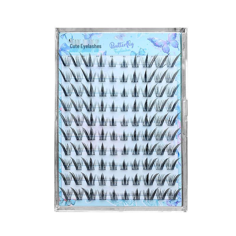 Natural Style Nine-Tailed Fox False Eyelashes – Large Capacity, Photogenic, Segmented Clusters for Beginners, 10 Rows.