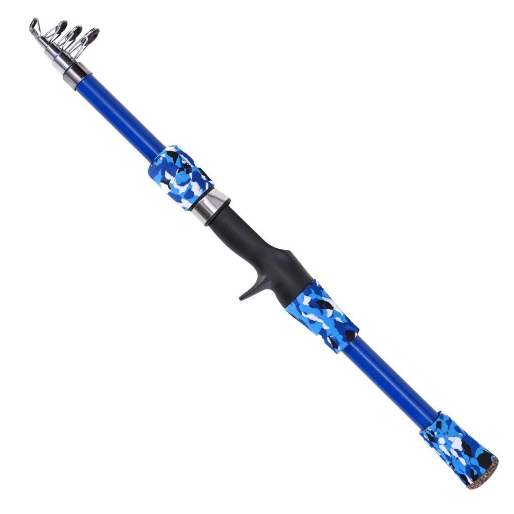 Portable Fiberglass Fishing Pole 165cm Length Lightweight Fishing Rod Telescopic Children Fishing Rod Outdoor Fishing синий