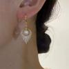 Exquisite Imitation Pearl Zircon Leaf Dangle Earrings for Women Unique Design Elegant Daily Accessories Party Jewelry Gifts