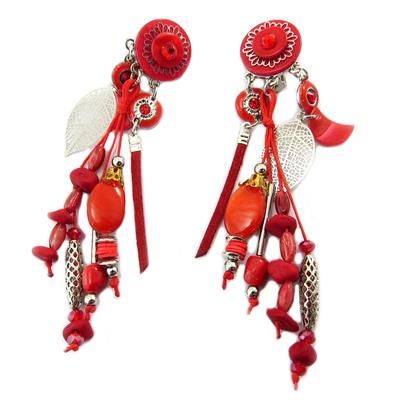 [P3939] - Red 'Lilipoupettes' Designer Clips - 10.5 Cm