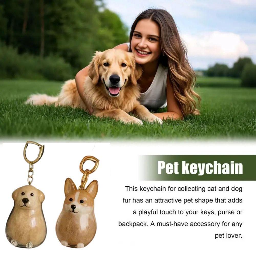 Dog Shape Dog Hair Storage Box Hair Grooming Puppy Pendants Pet Hair Keychain  Jewelry Gift