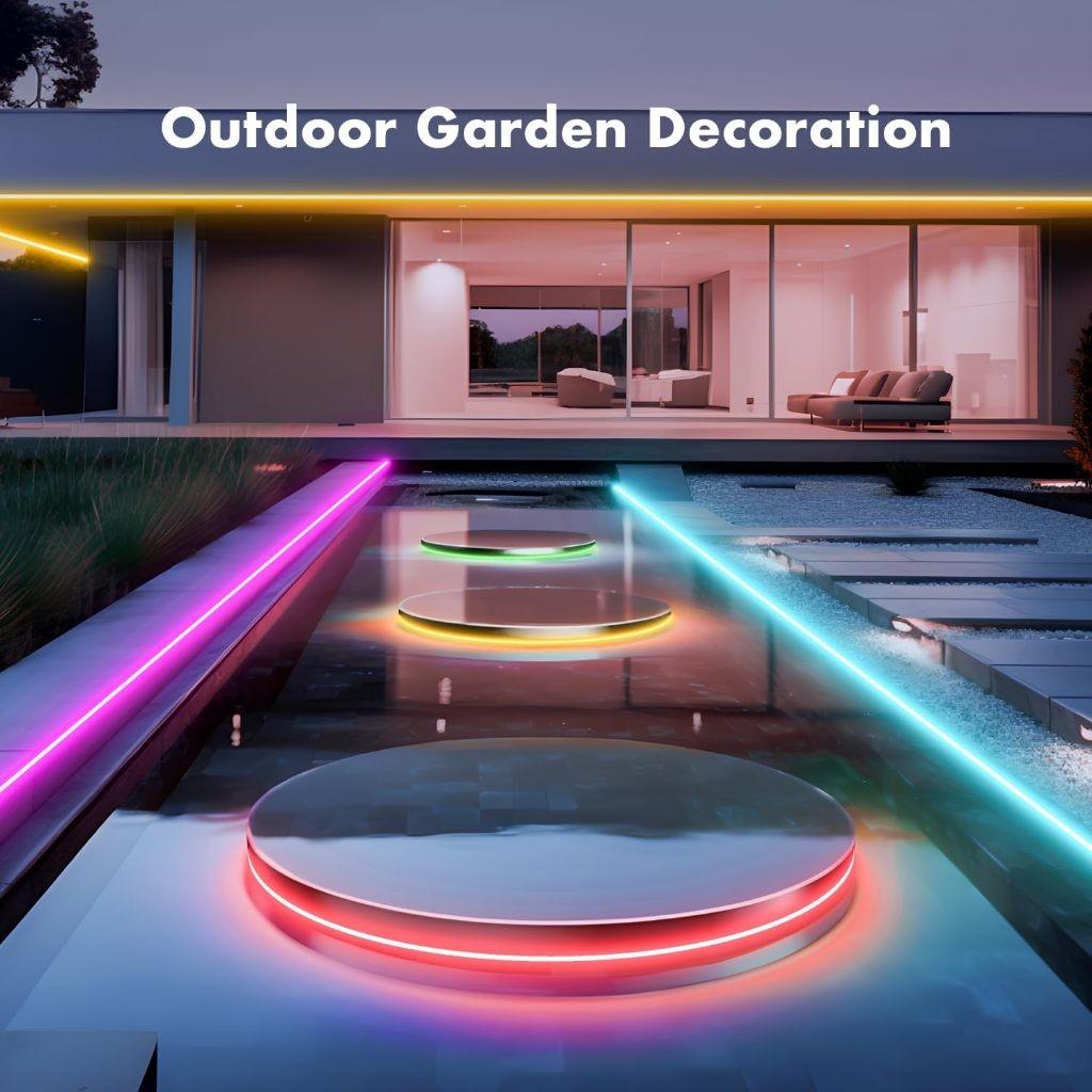 Bluetooth Control Party Decoration Lamp IP67 Waterproof Lexible Ribbon Rope Light RGB LED Neon Strip Light