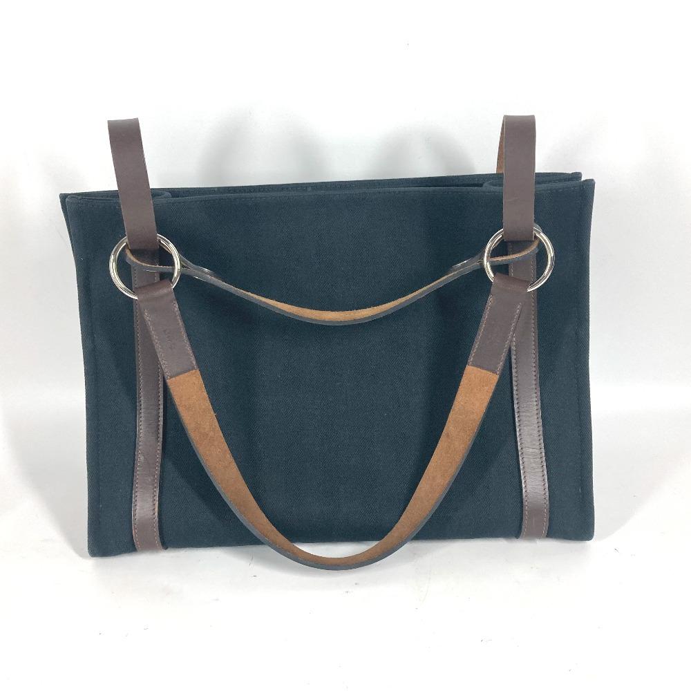 Hermes Cabaricol Bag Shoulder Bag Tote Bag Canvas Black/Brown