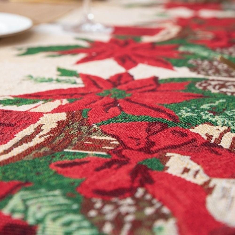 Household Tassel Christmas Table Runner Long Printed Snowman Tablecloth Table Flag Knitted Cloth Xmas Desktop Decoration Event