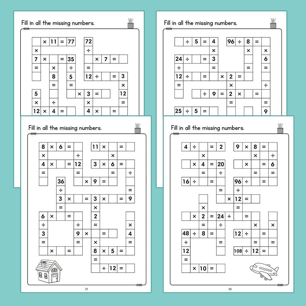 Cahier d'exercices de mathématiques pour enfants Cahier d'activités pour enfants de 5 à 8 ans Mots croisés mathématiques Addition et soustraction Cahier d'apprentissage pour l'éducation précoce