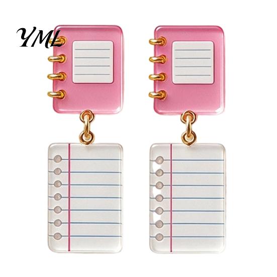 School Supplies Pendant Earrings 1 Pair Teacher for Women, Cute 2D Acrylic Crayon Pencil Backpack Youthful Look Fashion Accessories Number Alphabet