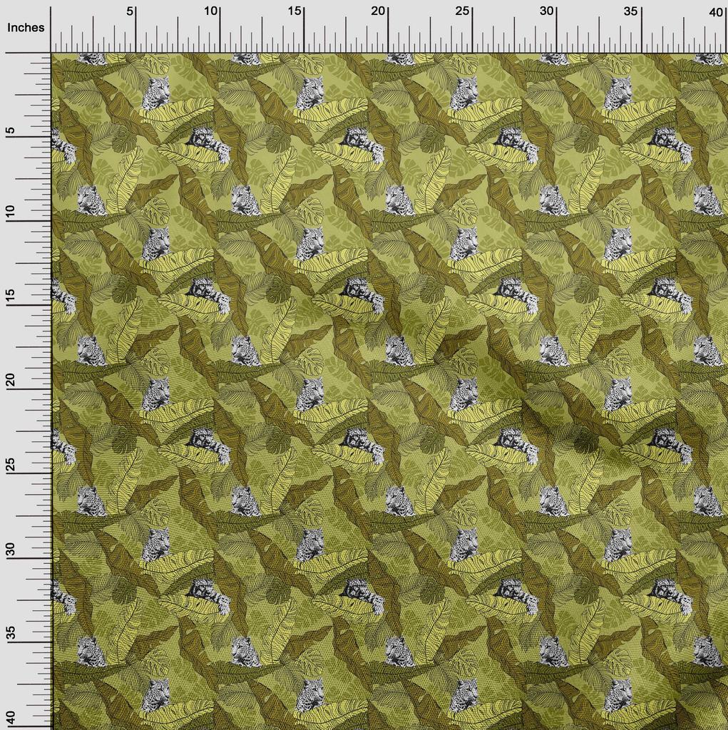 oneOone Cotton Flex Light Green Fabric Tropical Sewing Material Print Fabric By The Yard 40 Inch
