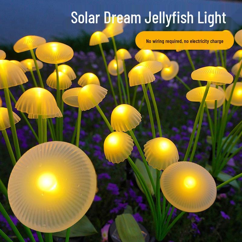 LED Solar Jellyfish Silicone Mushroom Garden Light - Outdoor Decorative Lawn Atmosphere Lamp