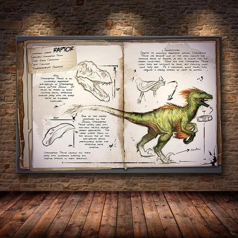 Modułowy Płócienny Ark Survival Evolved Obrazy Malarstwo Gra Survivalowa Wystrój Domu Druk Plakat Dinozaura Salon Nowoczesna Sztuka Ścienna