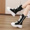 Spring and Autumn  Tall Sneakers Women Shoes Canvas Casual High Top Shoes Long Boots Lace-Up Zipper Comfortable Flat Boots