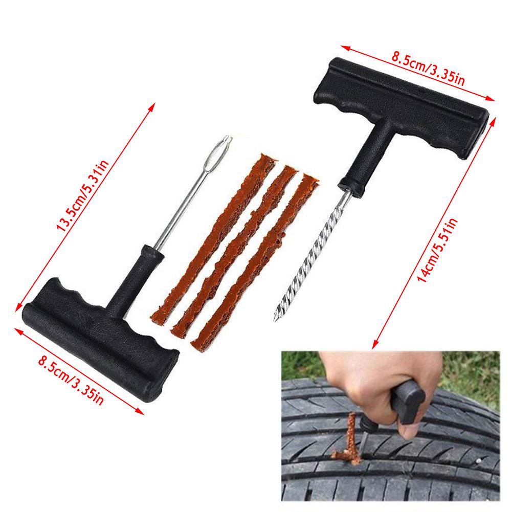 Set de instrumente pentru repararea anvelopelor de mașină cu lipici și benzi de cauciuc Instrumente pentru motociclete, biciclete, anvelope fără cameră, kit de reparare rapidă