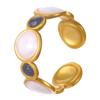 Bohemian Oil Drip Gradient Vintage Layered Titanium Steel Ring European and American Ins Style Geometric Open Stainless Steel Ring