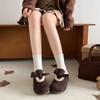 White Retro Thick-soled All-inclusive Birkenstocks, Women's New Autumn and Winter Warm, Piled and Thickened Cotton Shoes