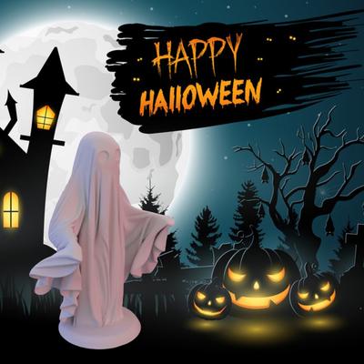 Halloween Ghost Figurine Gothic Ghost Statue Creepy Resin Robe Ghost Tabletop Ornament for Home Shelf Table Indoor Outdoor Decor