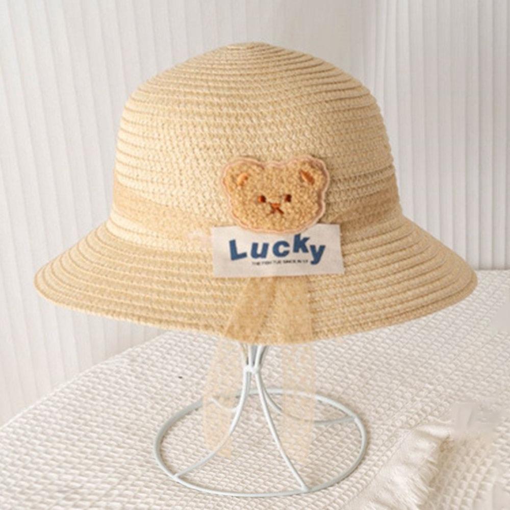 

Cartoon Bear Vacation Straw Hat Sunshade Sunscreen Fisherman s Hat Children Sun Hats Spring Summer бежевый