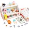 Wooden Ice Cream Shop Pretend Play Toy Set For Kids Mini Role Play Ice Cream Vending Machine With Sweet Cone Ice Cream Decorations
