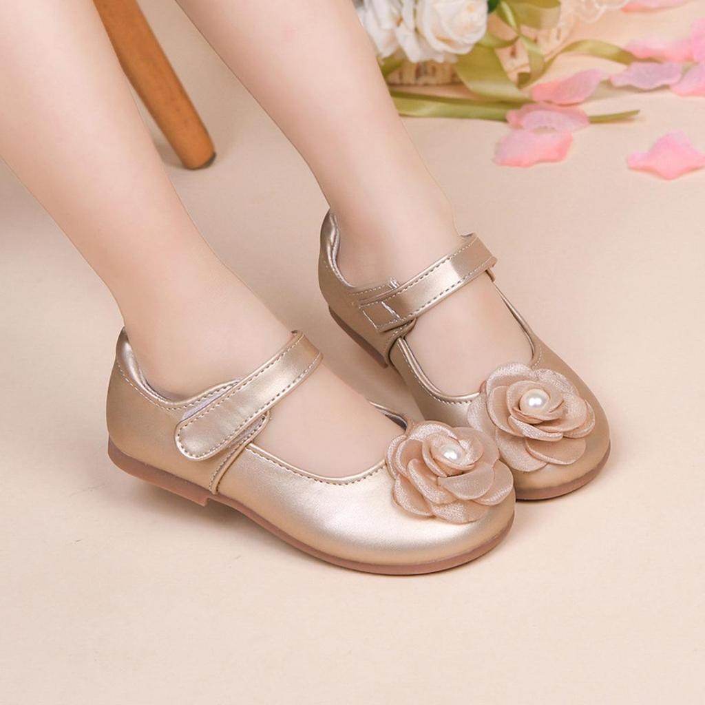 Spring & Autumn Flower Girl Loafers: Kids' White Leather Princess Shoes