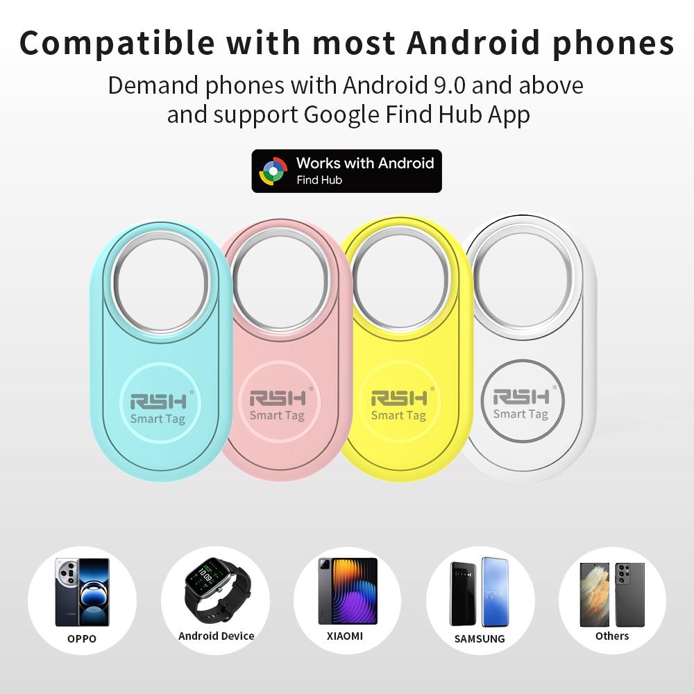 RSH 4PCS Security Trackers for Samsung Finder Work with Android Google's Find Hub Wallet Car Anti-loss Tag Alerts Fast Locator