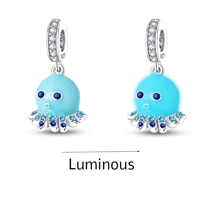 100% Real Copper Ocean Blue Sea Octopus Turtle Mermaid Charms Bead Fit Original Bracelet Plata Charms