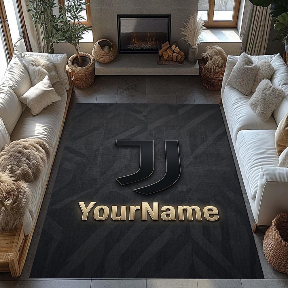 Juventus Customize Text Floor Rug Office Rug Suitable for Playrooms Dormitory Hallway Balcony Anti-slip Rug Office Home Decor Birthday/Christmas Gift