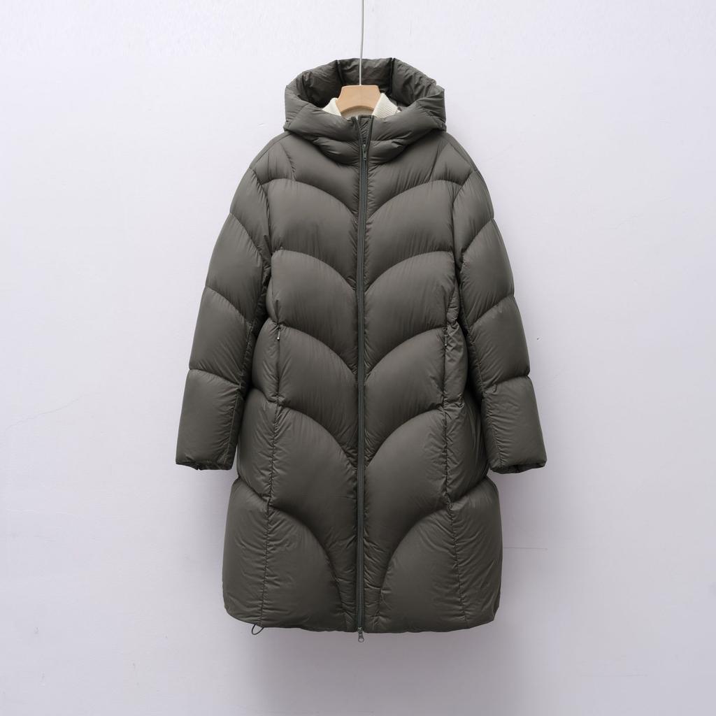 Down Soft Puff Down Women's Medium and Long New Hooded Simple Bread Jacket Thickened