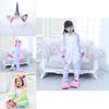 Fluffy Flannel Unicorn Hooded Pajamas Jumpsuit For Kids Winter