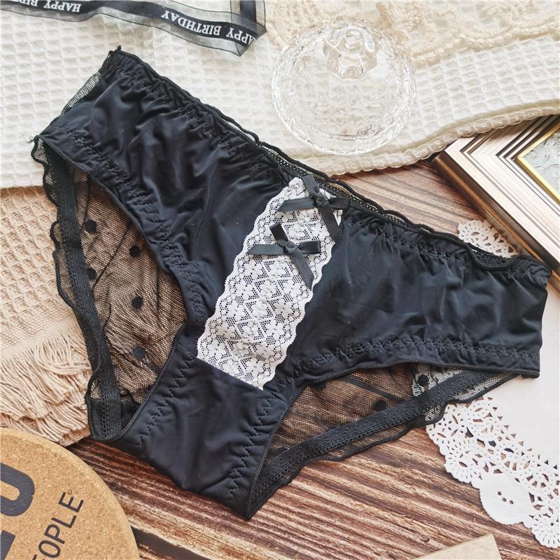 Women Panties Cute Ice Silk Briefs Lace Edge Sexy Low-rise Women's Underwear