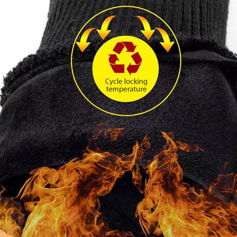 Black Winter Full Fingers Thermal Gloves Lining Windproof and Waterproof Cycling Gloves Motorcycle Ski Touch Screen Fleece Glove