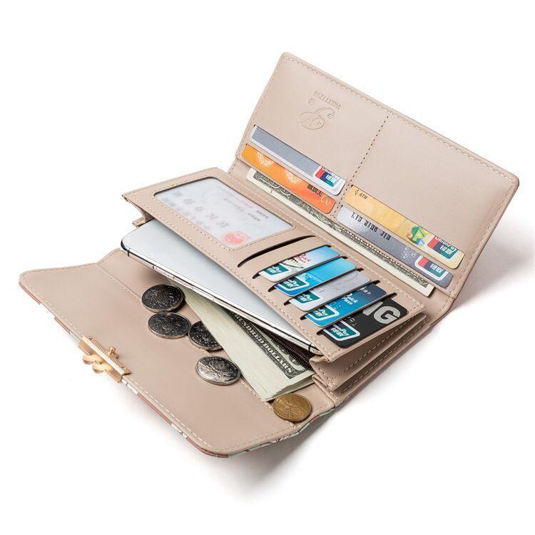 Women Wallets Floral Fresh Style Multi-Card Clutch, Long Wallet, Card Holder, Leather Clip, Coin Purse